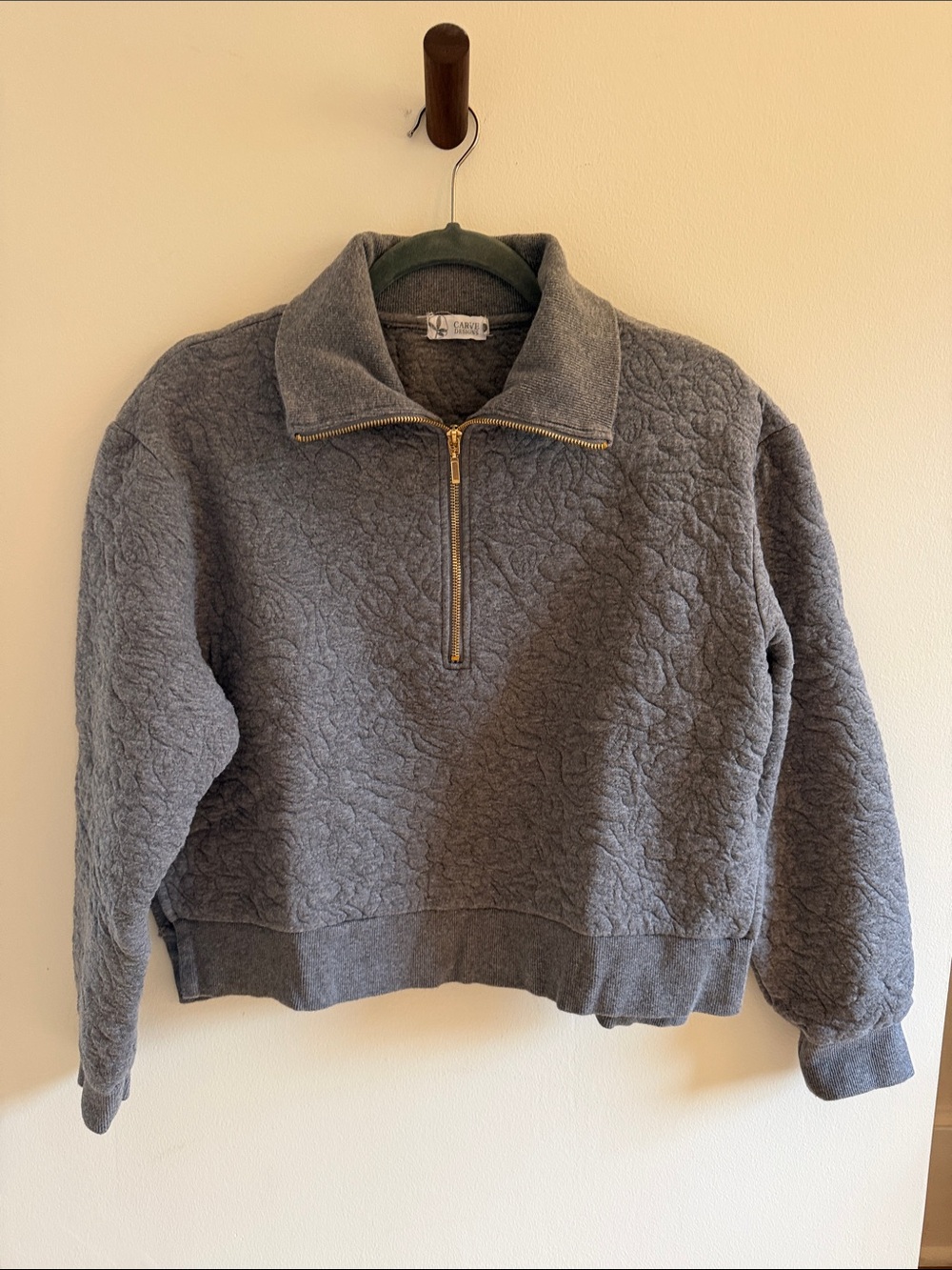 Carve Designs Heather Gray Quilted Pullover